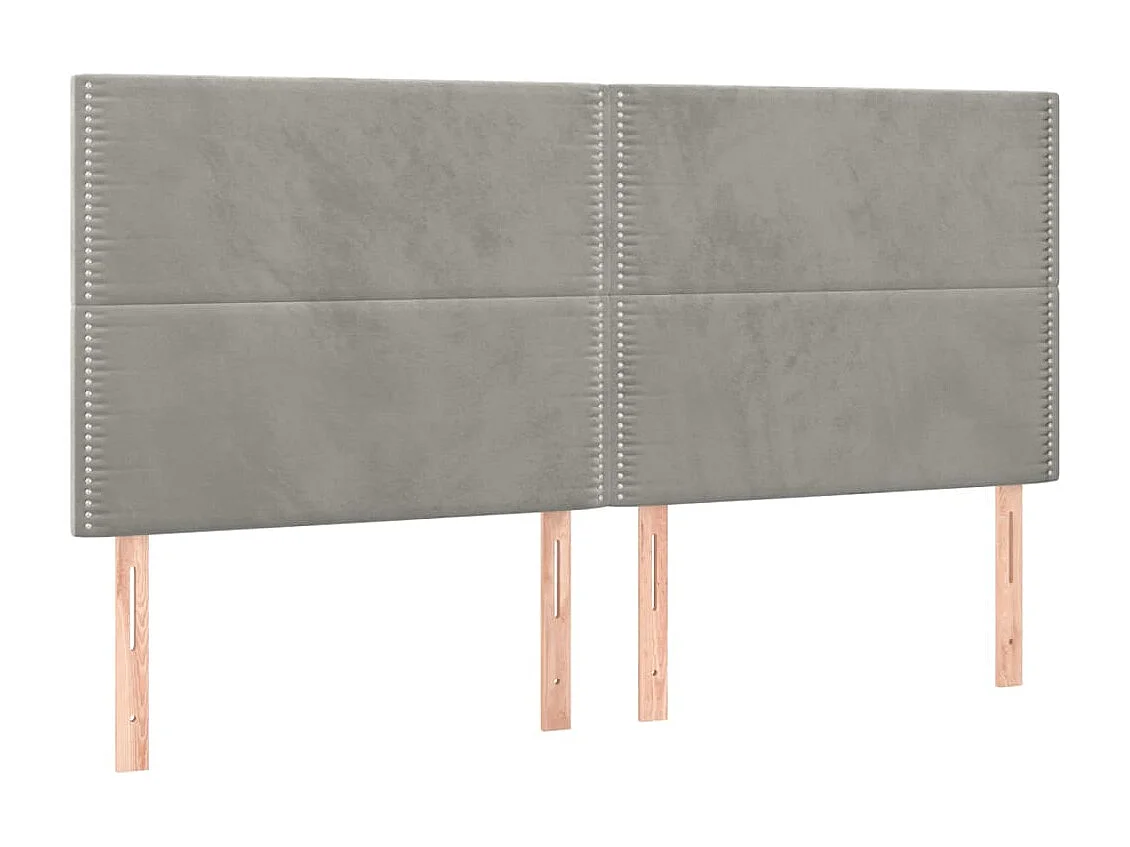 Testiera LED Grigio Chiaro 200x5x118/128 cm Velluto