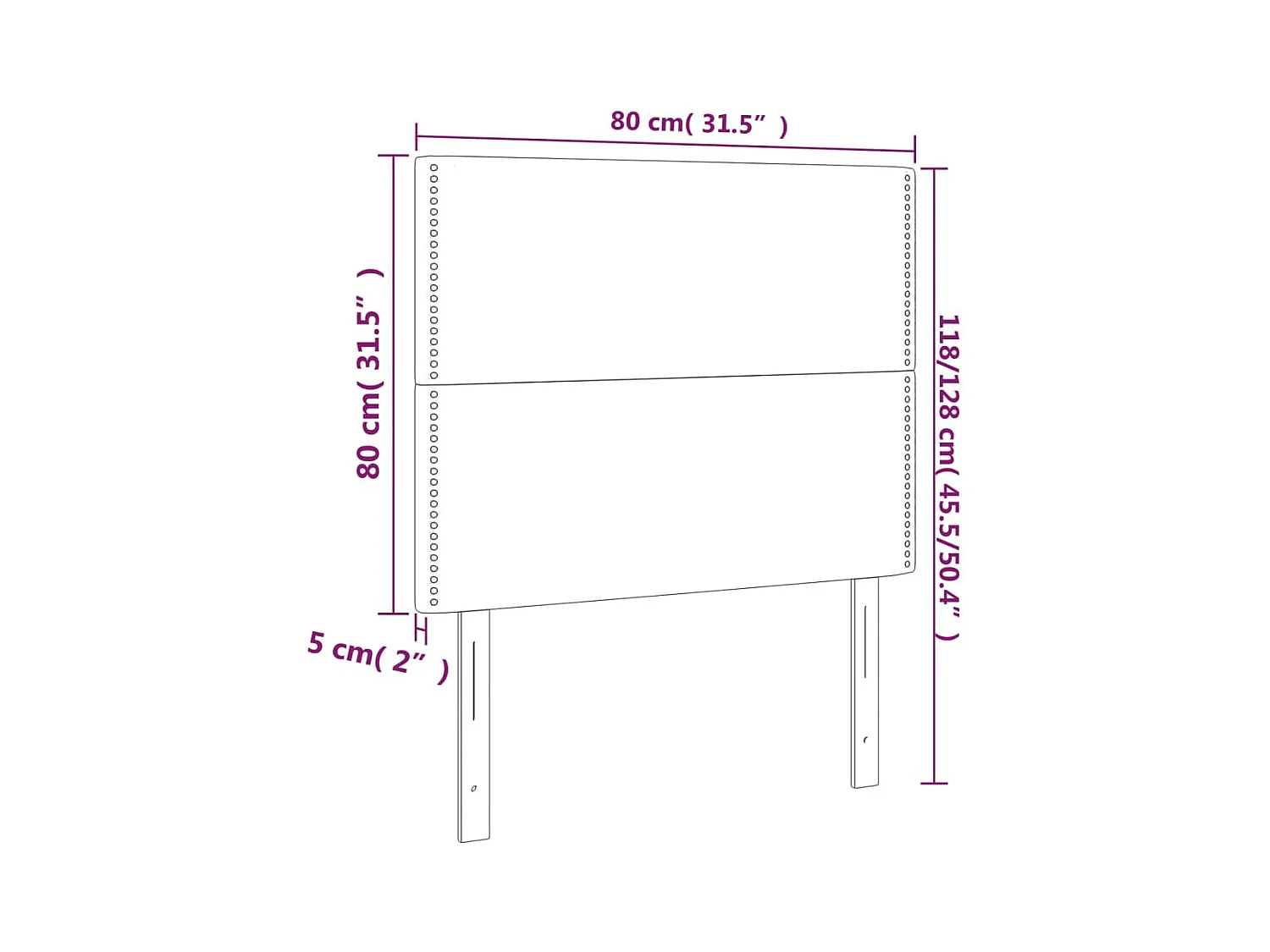 Hoofdborden 2 stuks Zwart 80x5x78/88 cm Stof