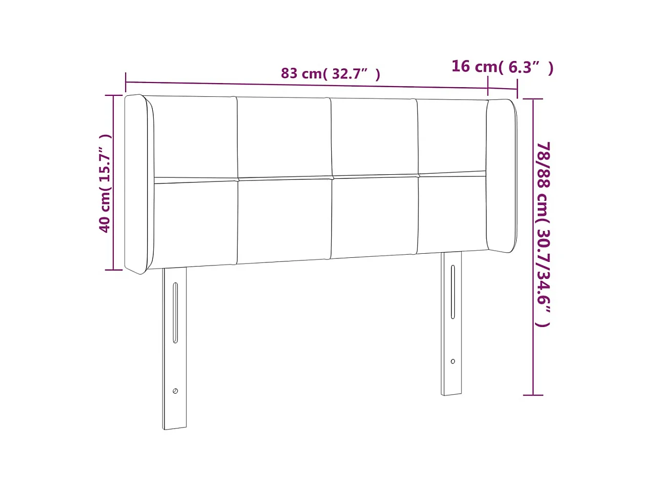 Hoofdbord met vleugels Crème 83x16x78/88 cm Stof
