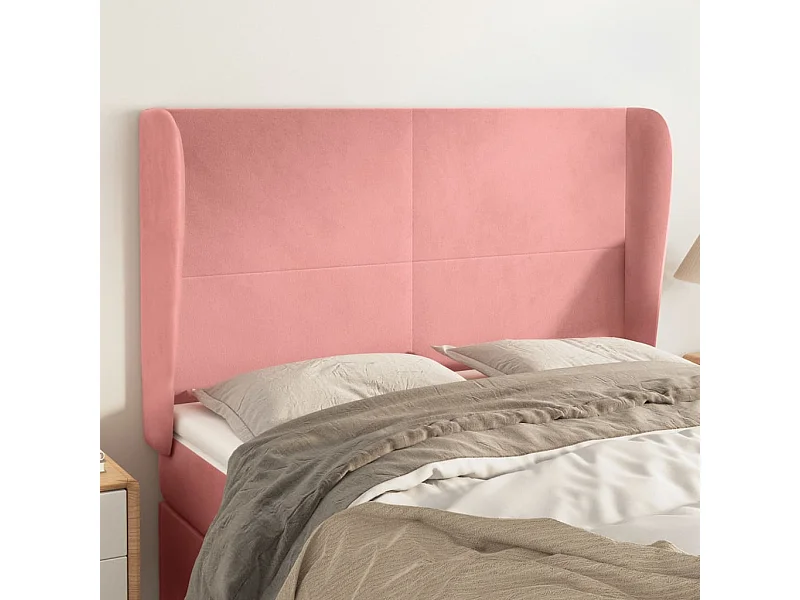 Testiera con ali Rose 147x23x118/128 cm Velluto