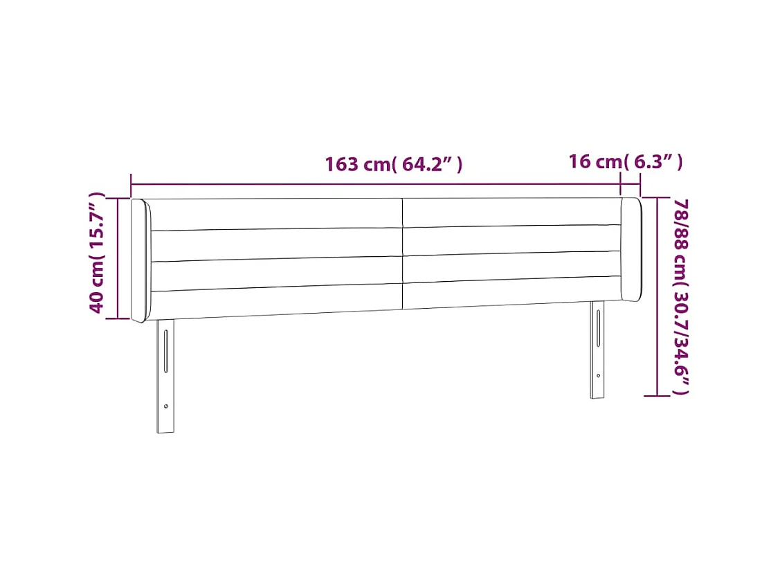 Cabecero con orejas Rosa 163x16x78/88 cm Terciopelo