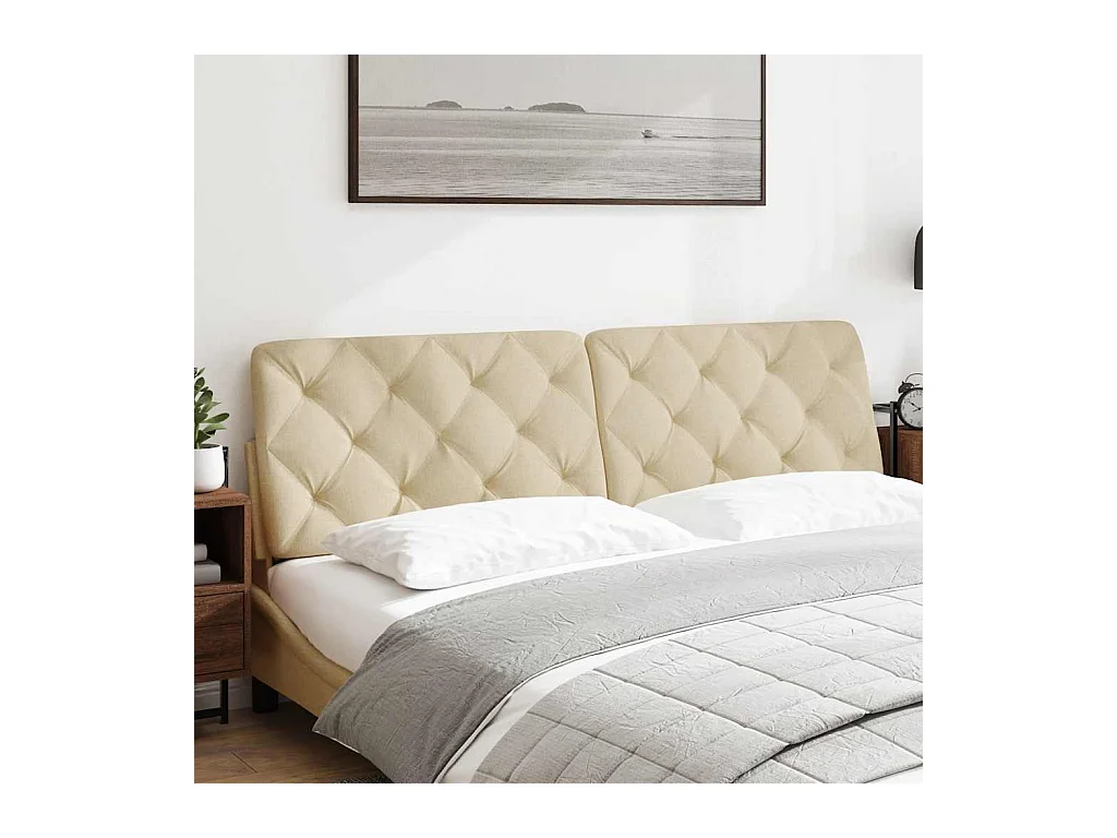 Cojín cabecero de tela color crema 180 cm