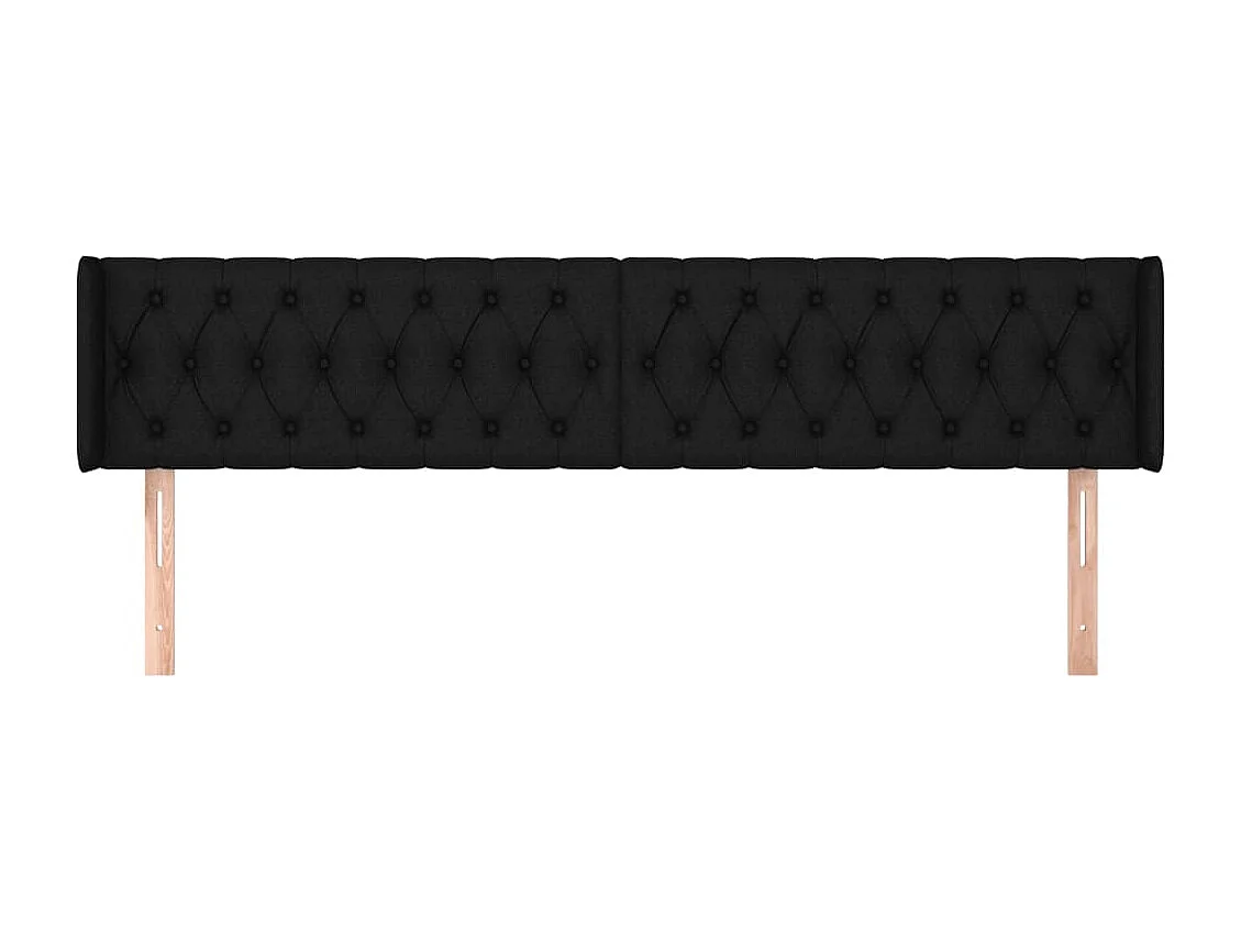 Tête de lit avec oreilles Noir 203x16x78/88 cm Tissu