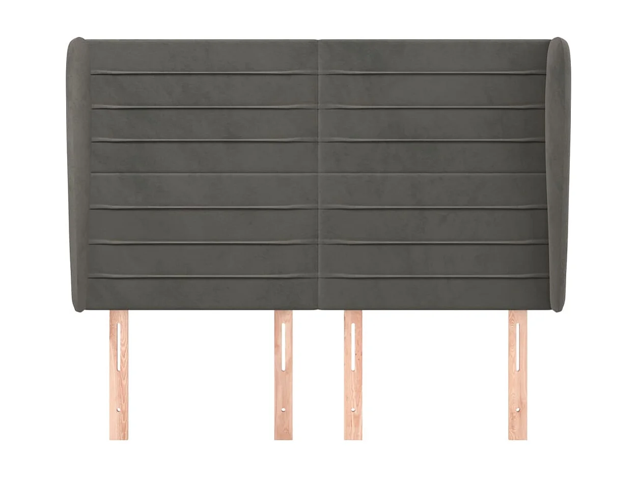 Testiera con ali Grigio scuro 147x23x118/128 cm Velluto