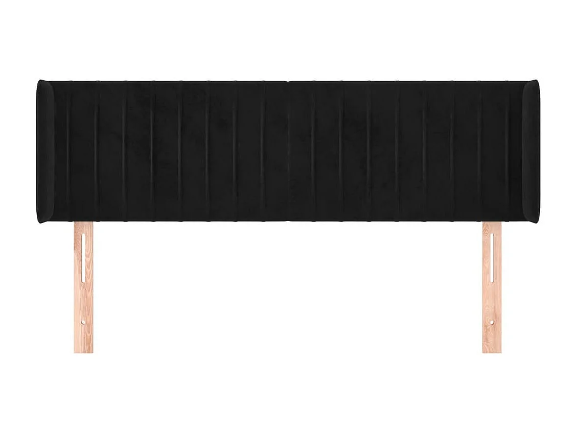Tête de lit avec oreilles Noir 147x16x78/88 cm Velours