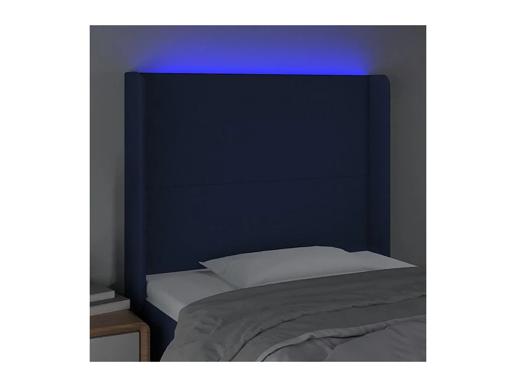 Blauw LED hoofdbord 93x16x118/128 cm Stof