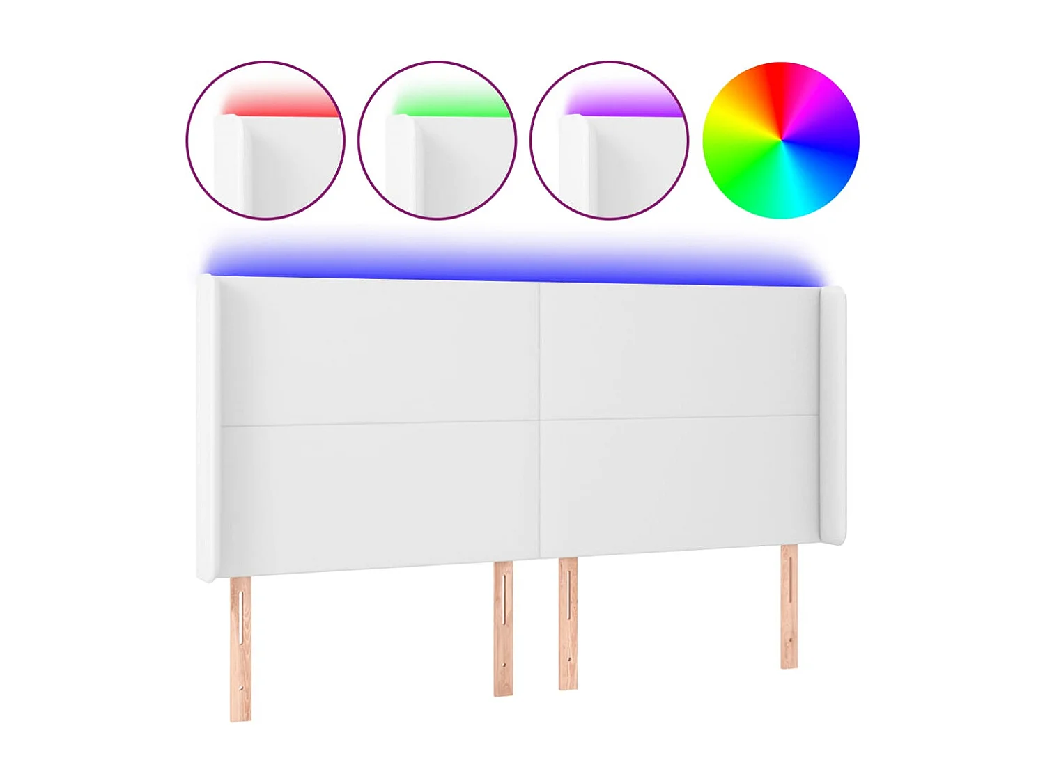 LED-Kopfteil Weiß 163x16x118/128 cm Kunstleder