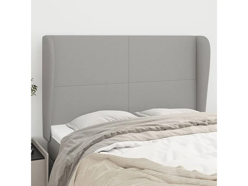 Tête de lit avec oreilles Gris clair 147x23x118/128 cm Tissu
