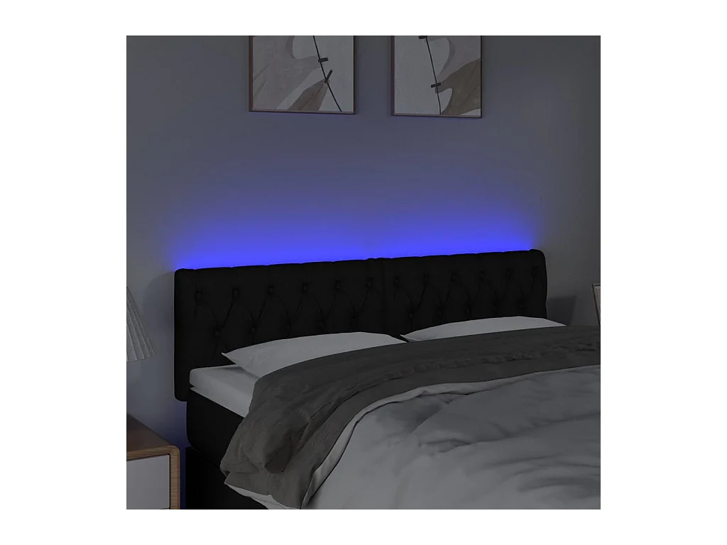 Zwart LED hoofdbord 144x7x78/88 cm Stof
