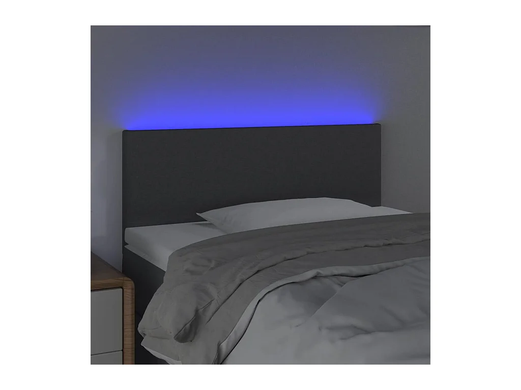 Tête de lit à LED Gris foncé 100x5x78/88 cm Tissu