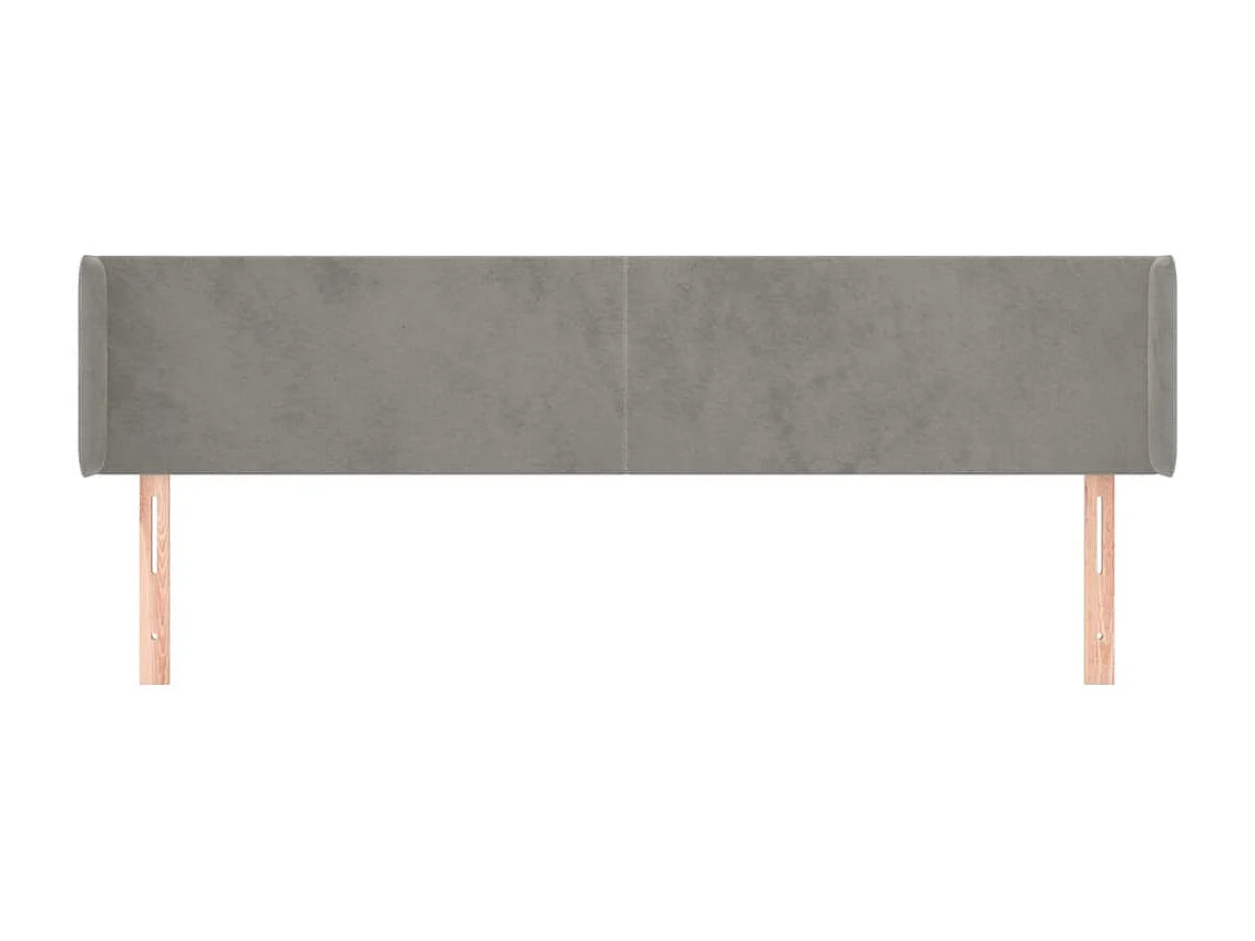 Tête de lit avec oreilles Gris clair 163x16x78/88 cm Velours