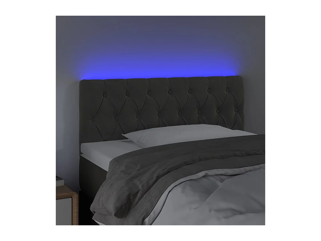 LED Hoofdbord Donkergrijs 90x7x78/88 cm Fluweel