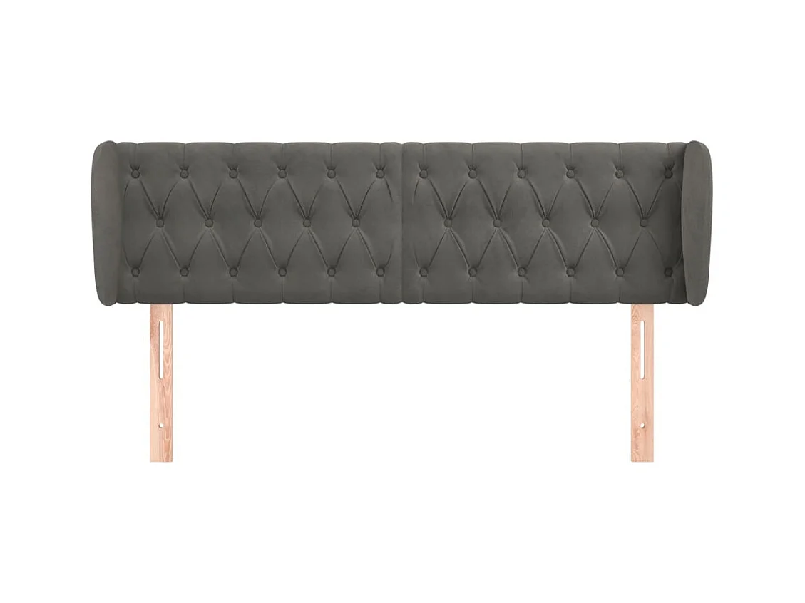 Kopfteil mit Flügeln Dunkelgrau 163x23x78/88 cm Samt