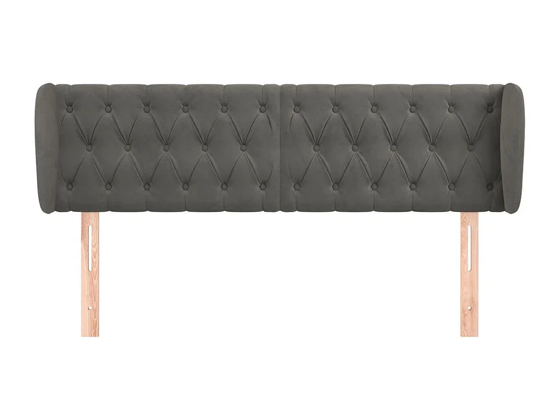 Testiera con ali Grigio scuro 163x23x78/88 cm Velluto