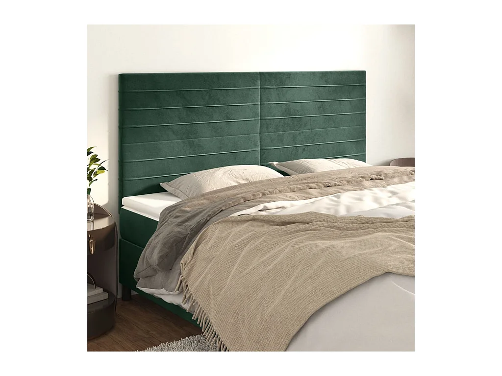 Hoofdborden 4 stuks Donkergroen 80x5x78/88 cm Fluweel