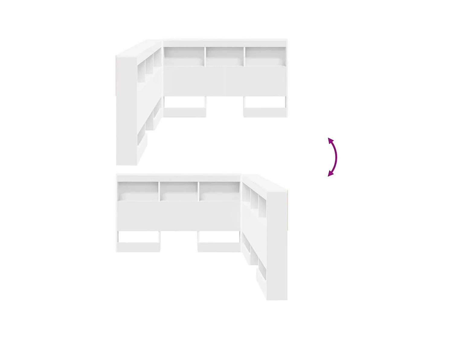Wit 120 cm opberghoofdeinde van bewerkt hout