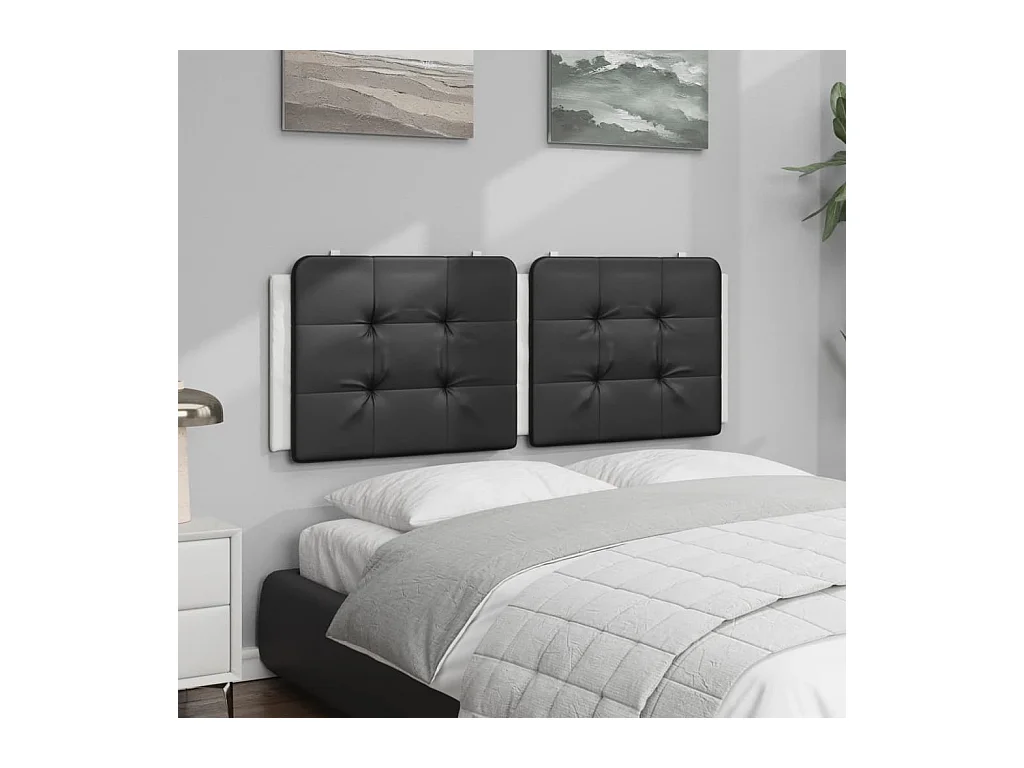 Schwarz-weißes Kopfteilkissen 120 cm Kunstleder