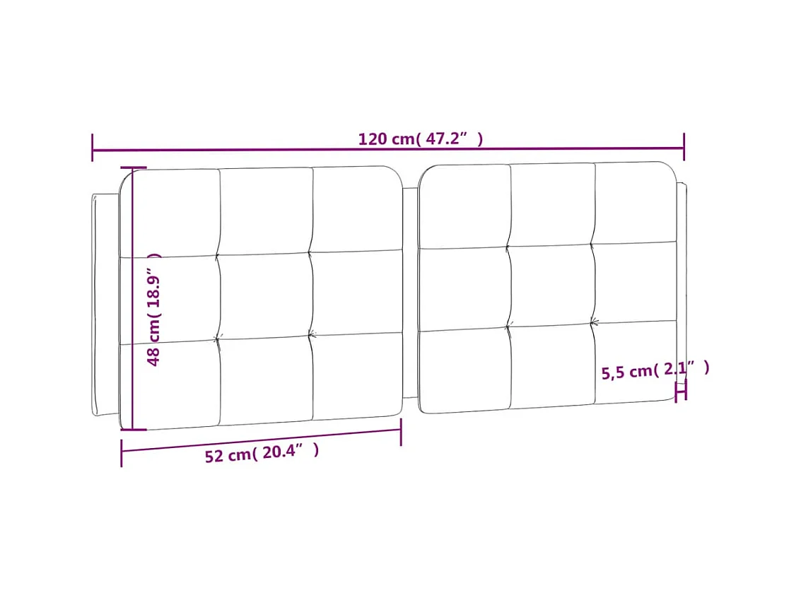 Schwarz-weißes Kopfteilkissen 120 cm Kunstleder