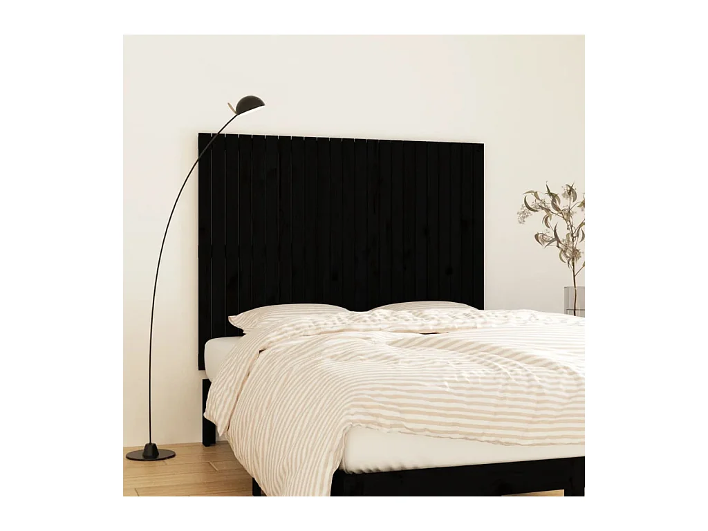 Tête de lit murale Noir 146,5x3x110 cm Bois massif de pin