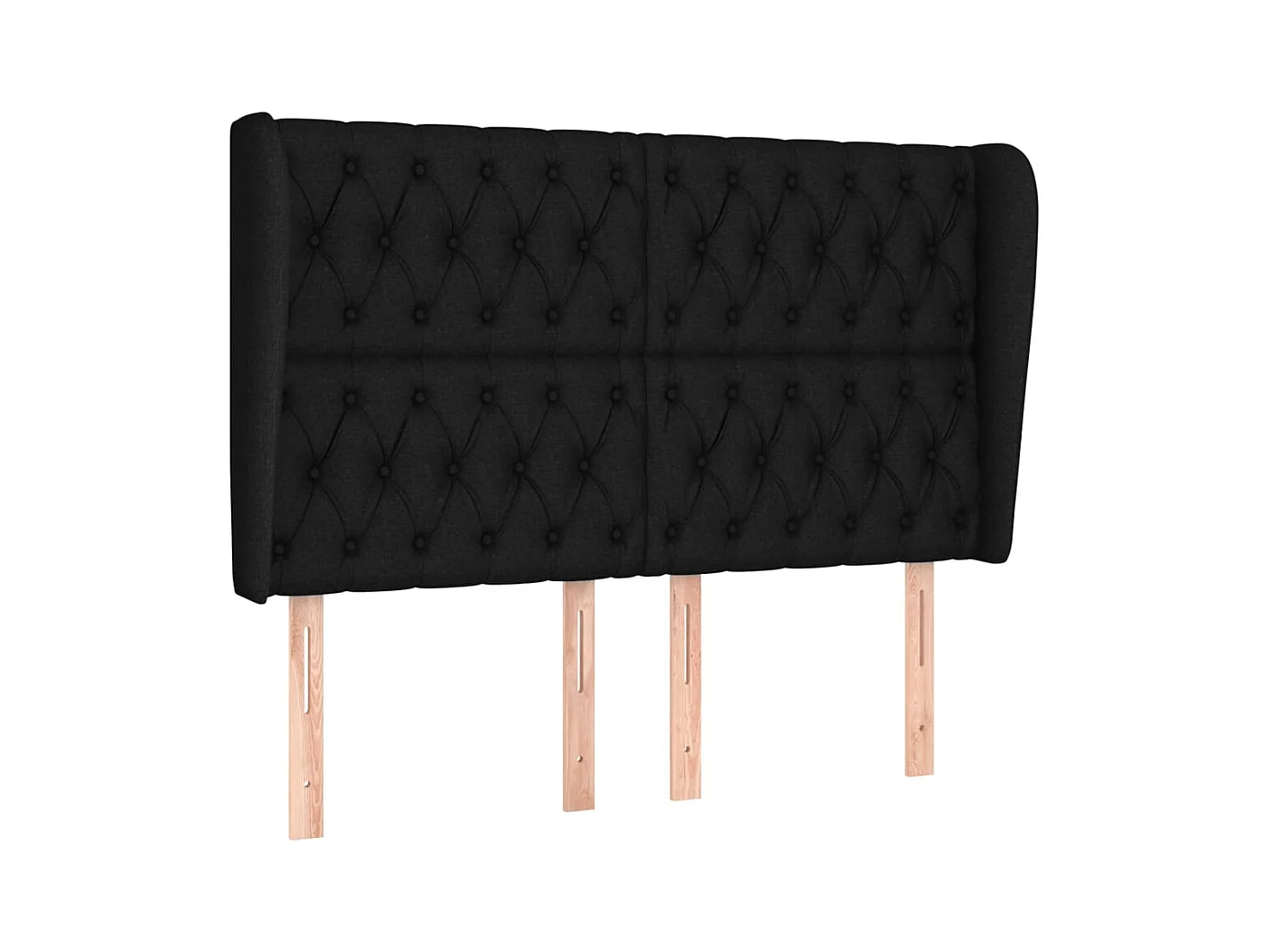 Hoofdbord met vleugels Zwart 163x23x118/128 cm Stof