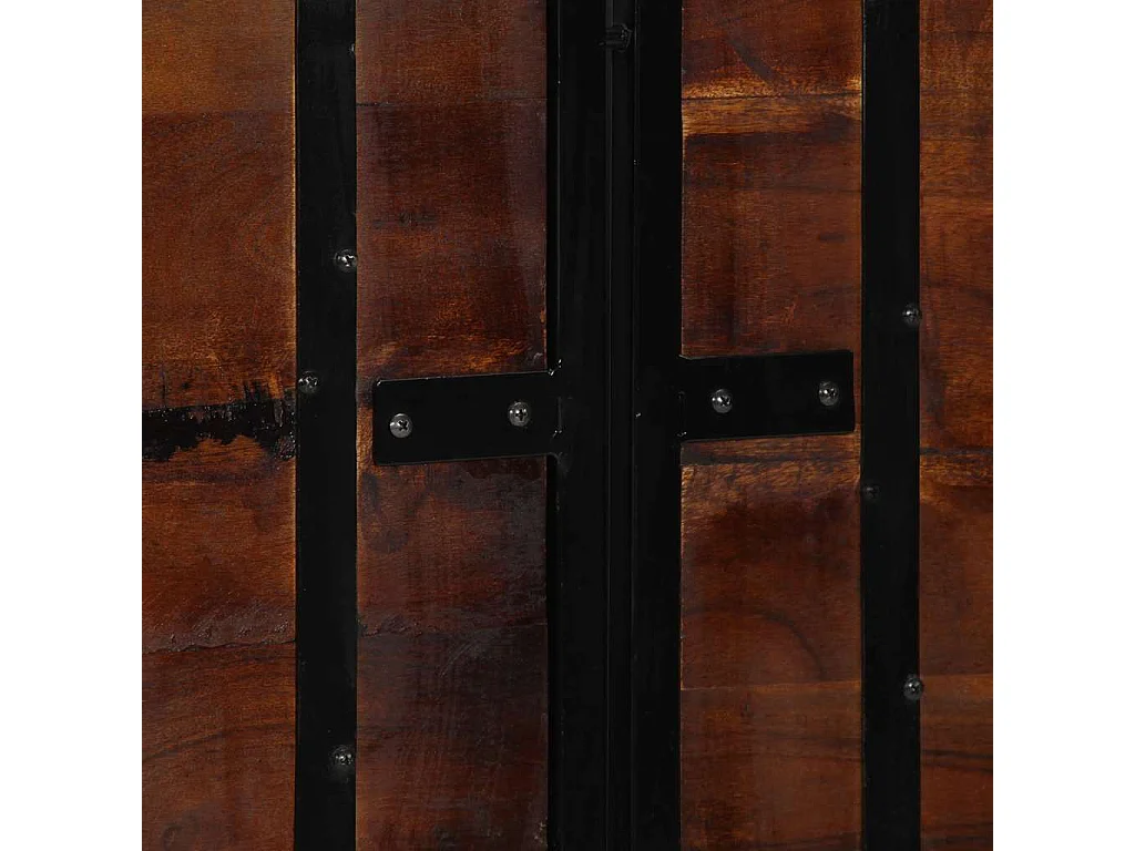 Testiera da 140 cm in legno massello di recupero e ferro