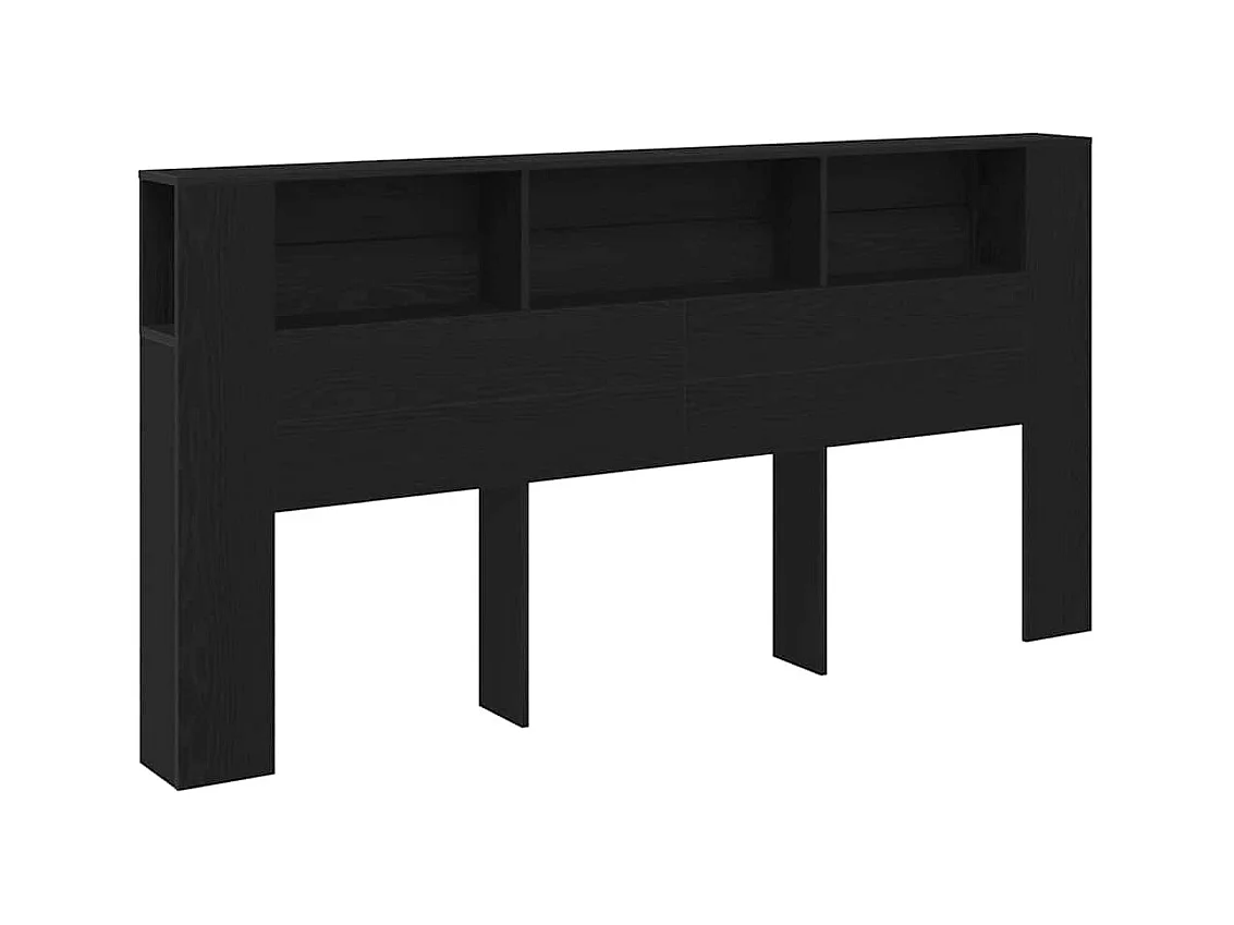 Cabinet de Tête de Lit Chêne noir 200 x 18,5 x 104,5 cm
