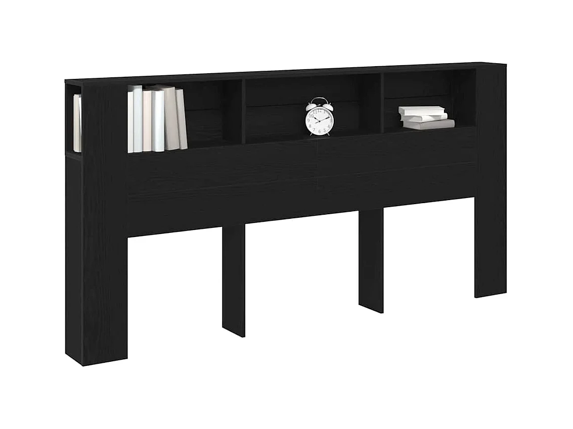 Cabinet de Tête de Lit Chêne noir 200 x 18,5 x 104,5 cm
