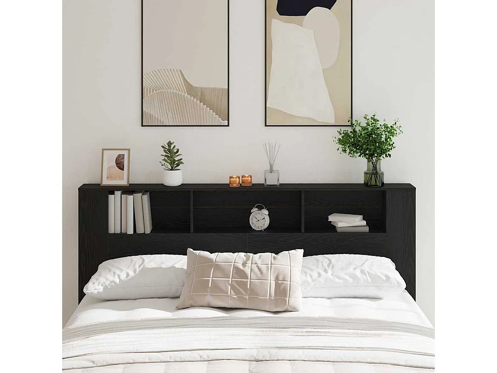 Cabecero de roble negro 200 x 18,5 x 104,5 cm