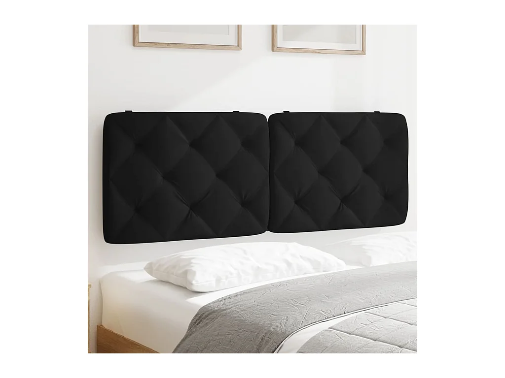 Zwart hoofdbordkussen 140 cm fluweel