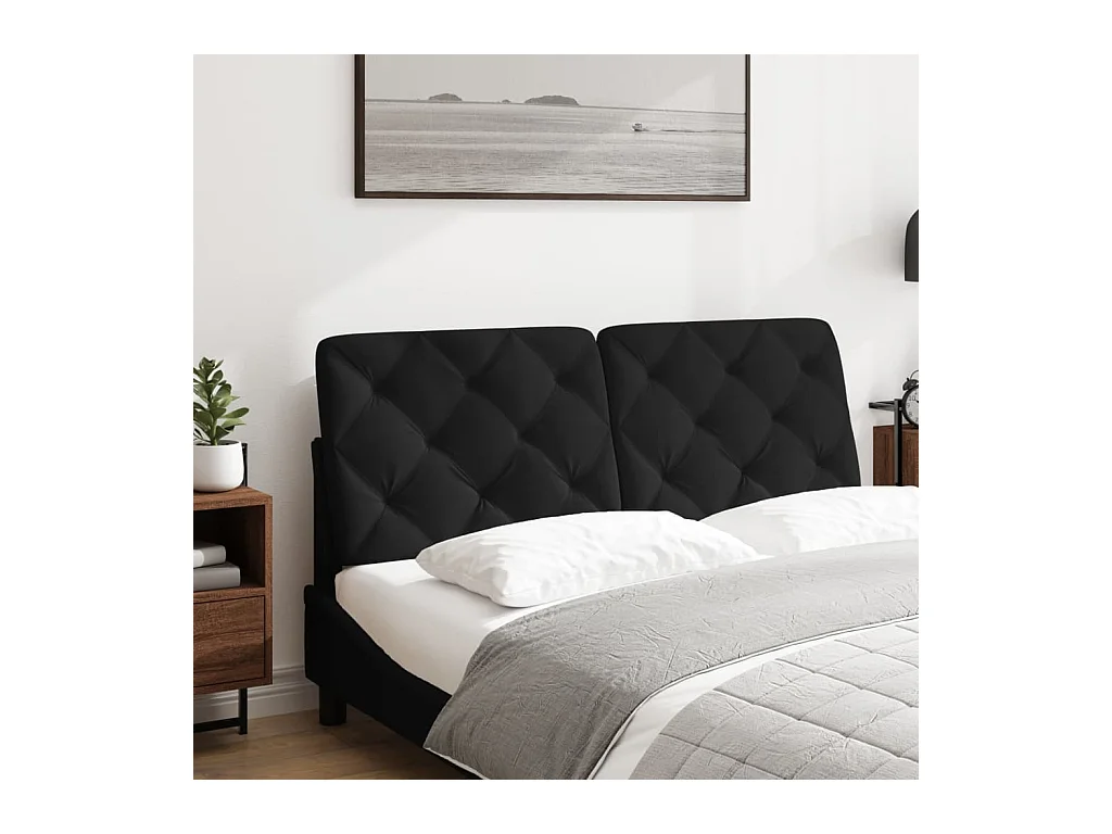 Zwart hoofdbordkussen 140 cm fluweel