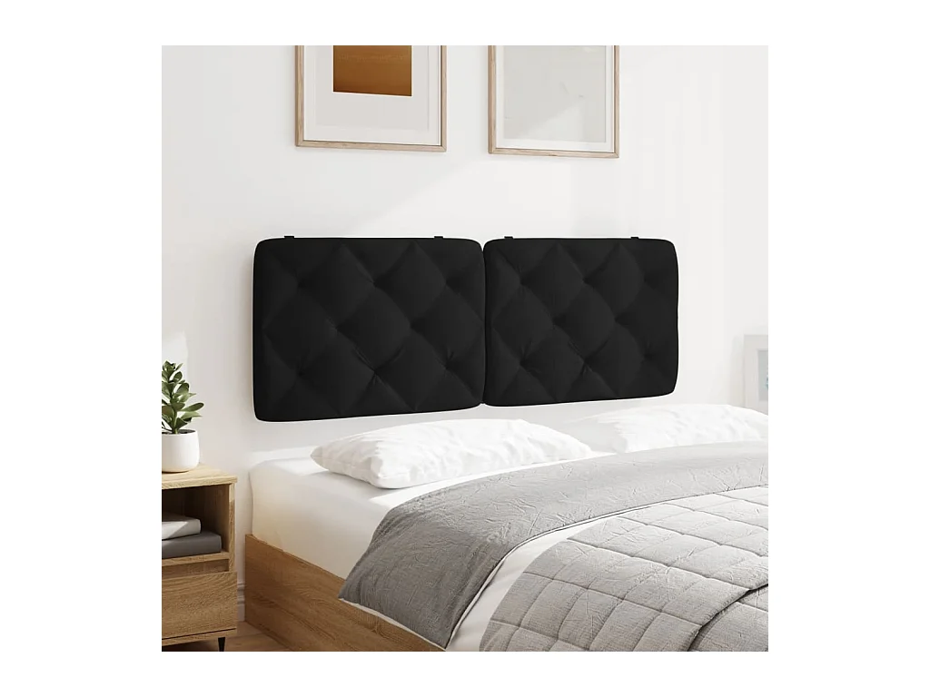 Zwart hoofdbordkussen 140 cm fluweel