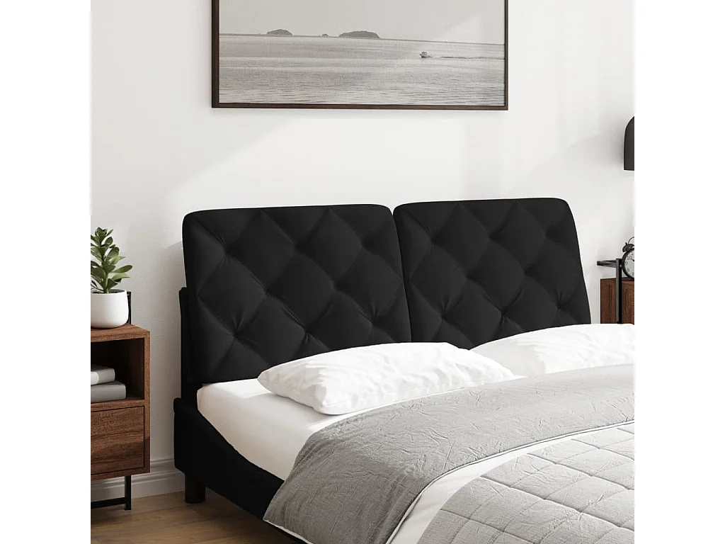 Cojín cabecero negro terciopelo 140 cm