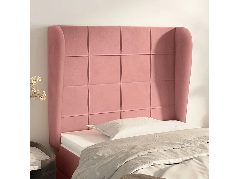 Tête de lit avec oreilles Rose 83x23x118/128 cm Velours