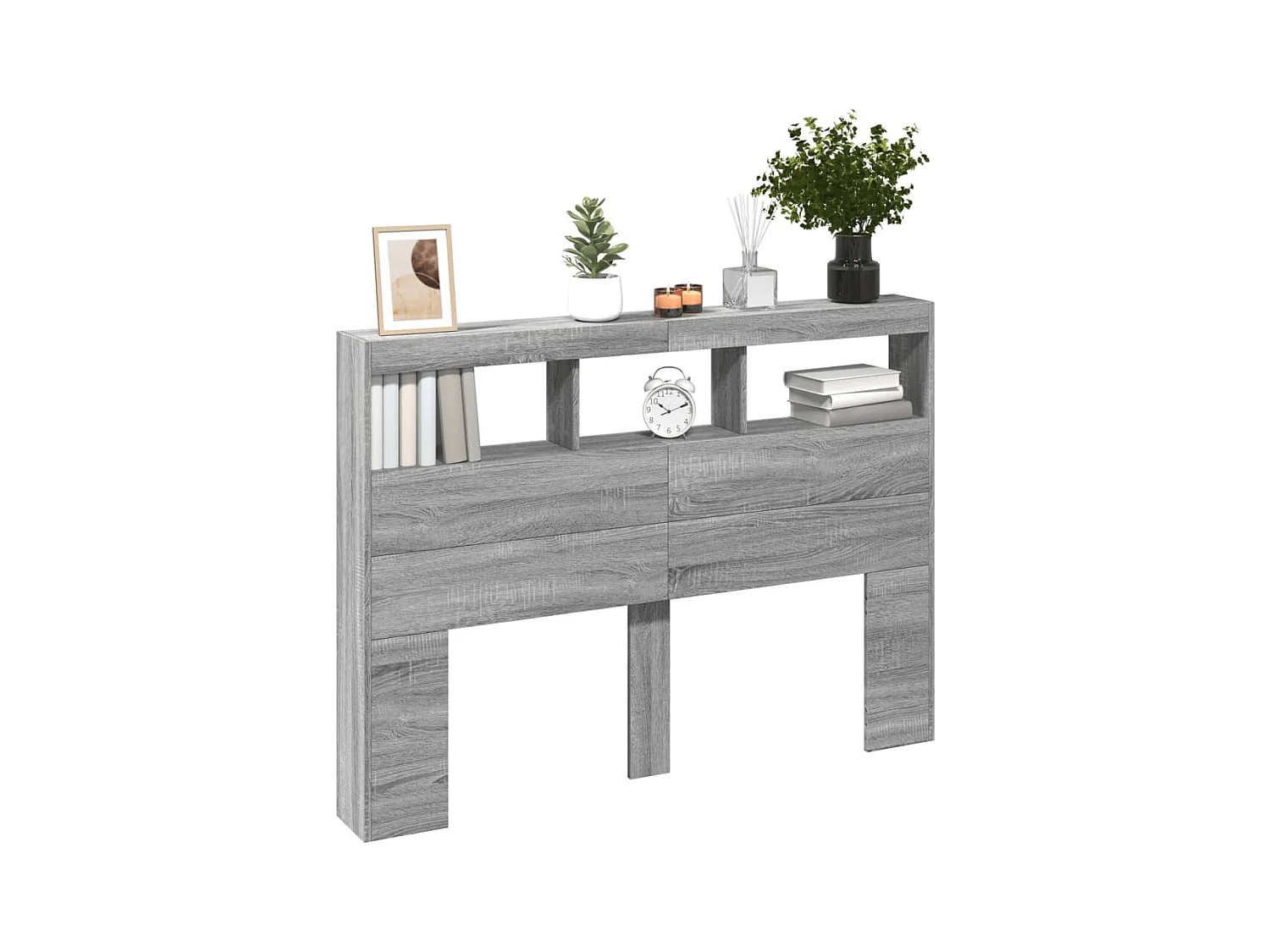 Kopfteil Kleiderschrank mit LED Sonoma grau 140x17x102 cm