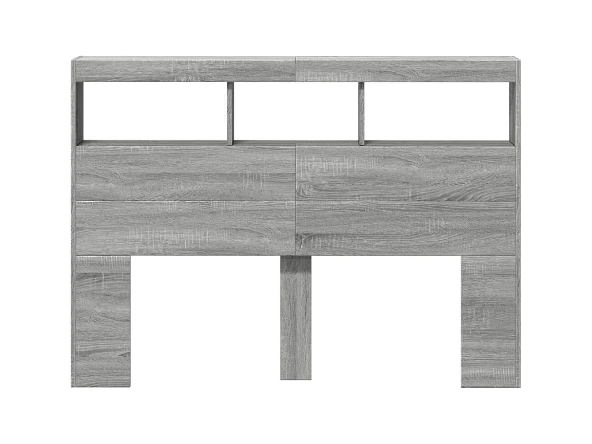 Kopfteil Kleiderschrank mit LED Sonoma grau 140x17x102 cm