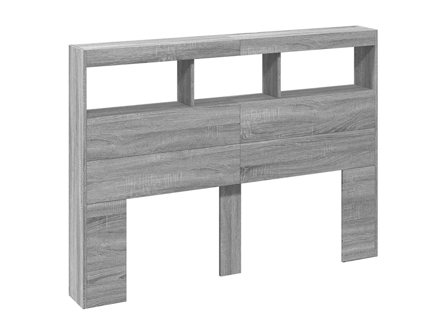 Armadio testiera con LED Sonoma grigio 140x17x102 cm