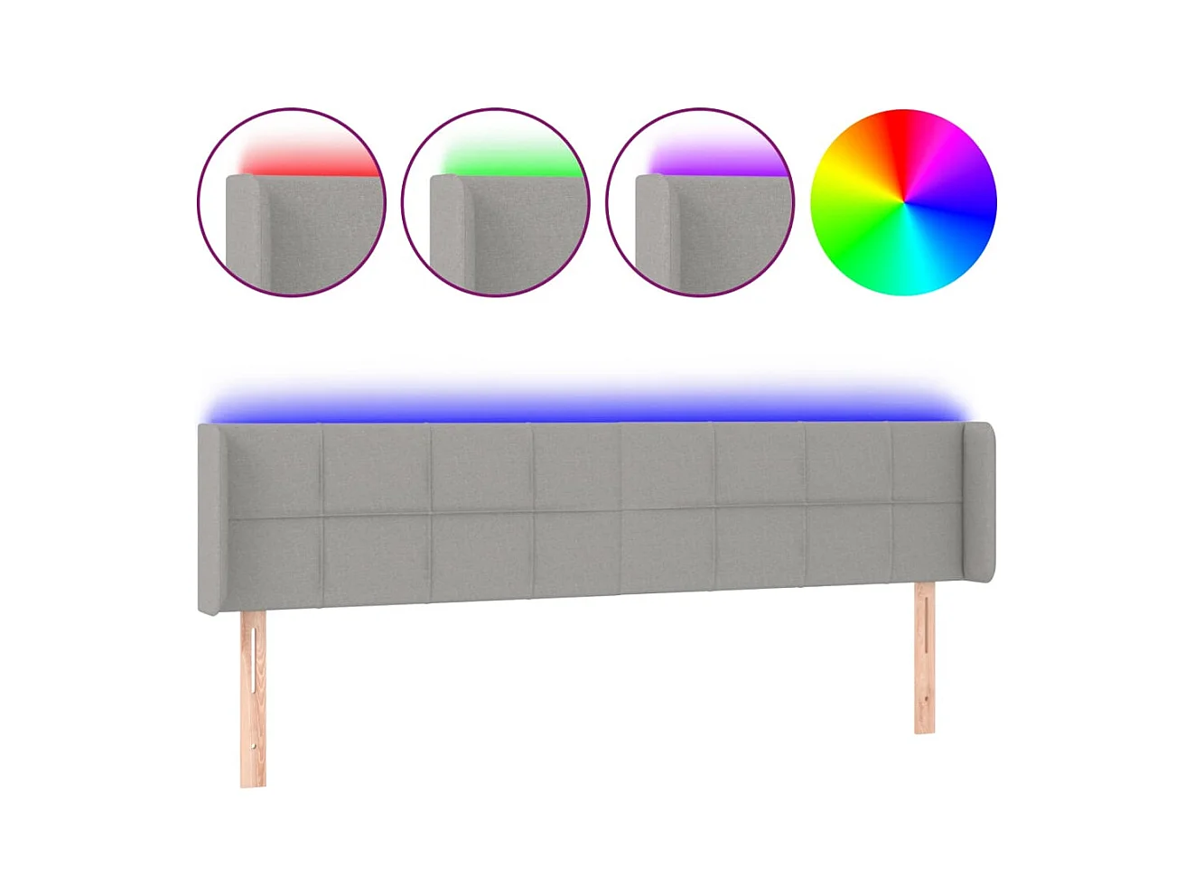 LED hoofdbord Lichtgrijs 203x16x78/88 cm Stof