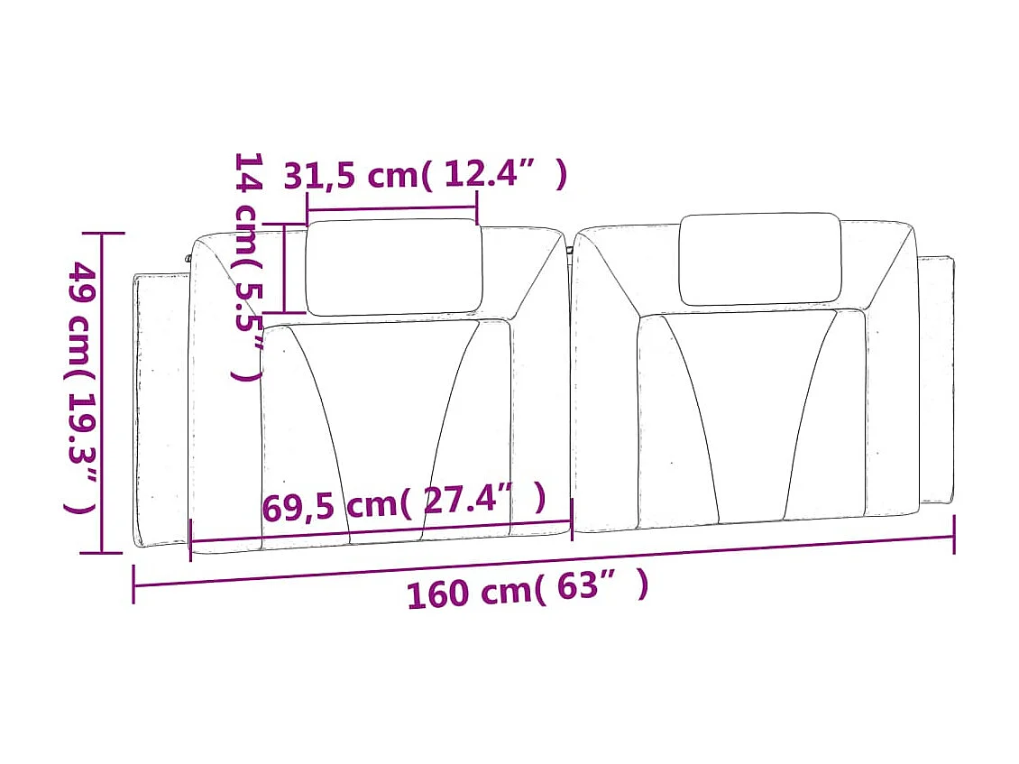 Bruin hoofdbordkussen 160 cm kunstleer