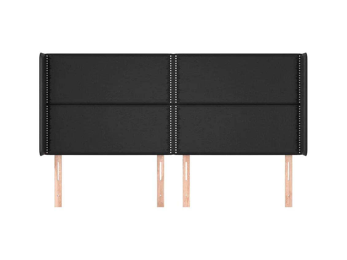 Kopfteil mit Flügeln Schwarz 183x16x118/128 cm Kunstleder