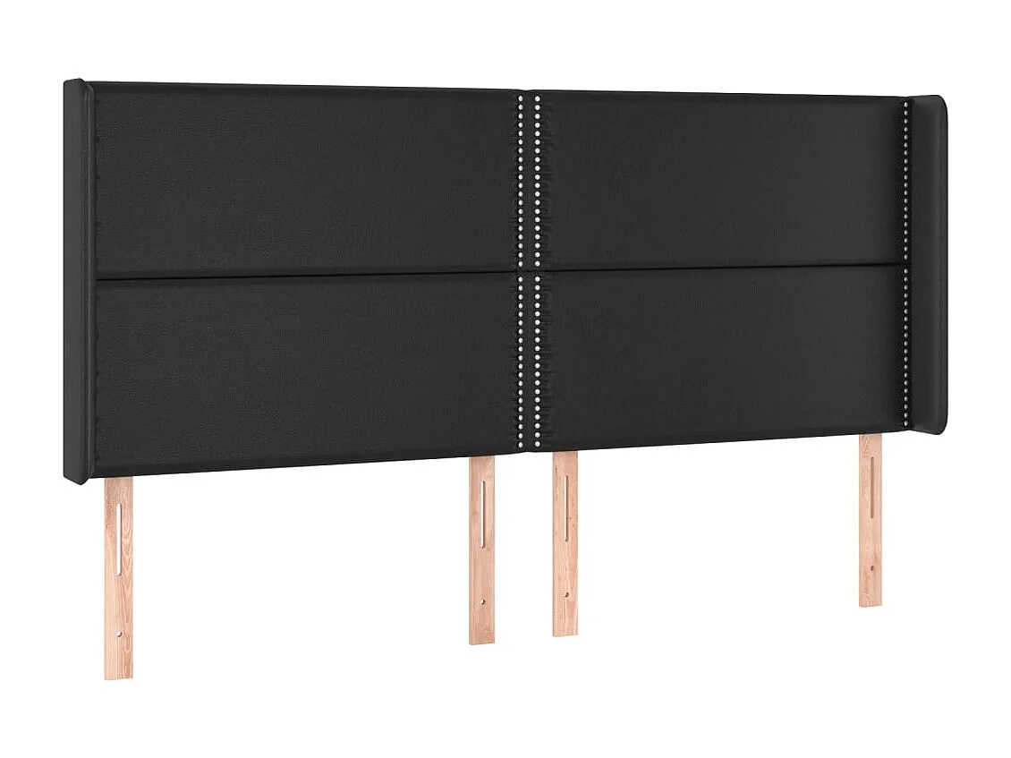 Testiera con ali Nero 183x16x118/128 cm Ecopelle