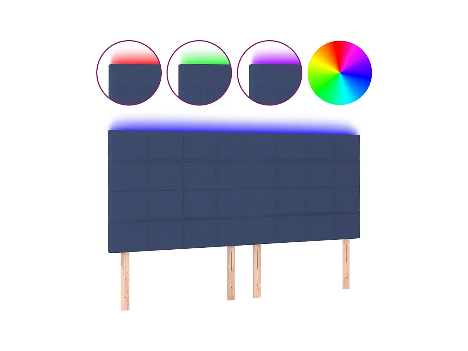 Blauw LED hoofdbord 160x5x118/128 cm Stof