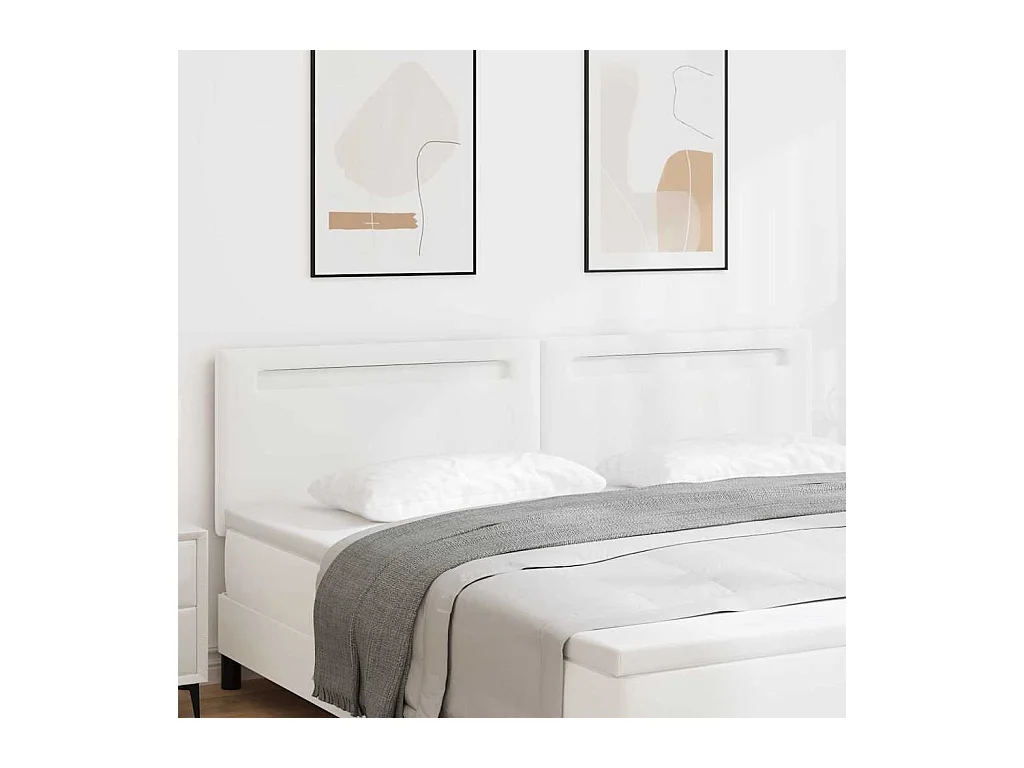 Tête de lit avec des lumières à LED Blanc 200 cm PVC