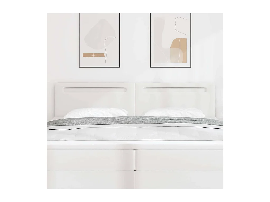 Tête de lit avec des lumières à LED Blanc 200 cm PVC