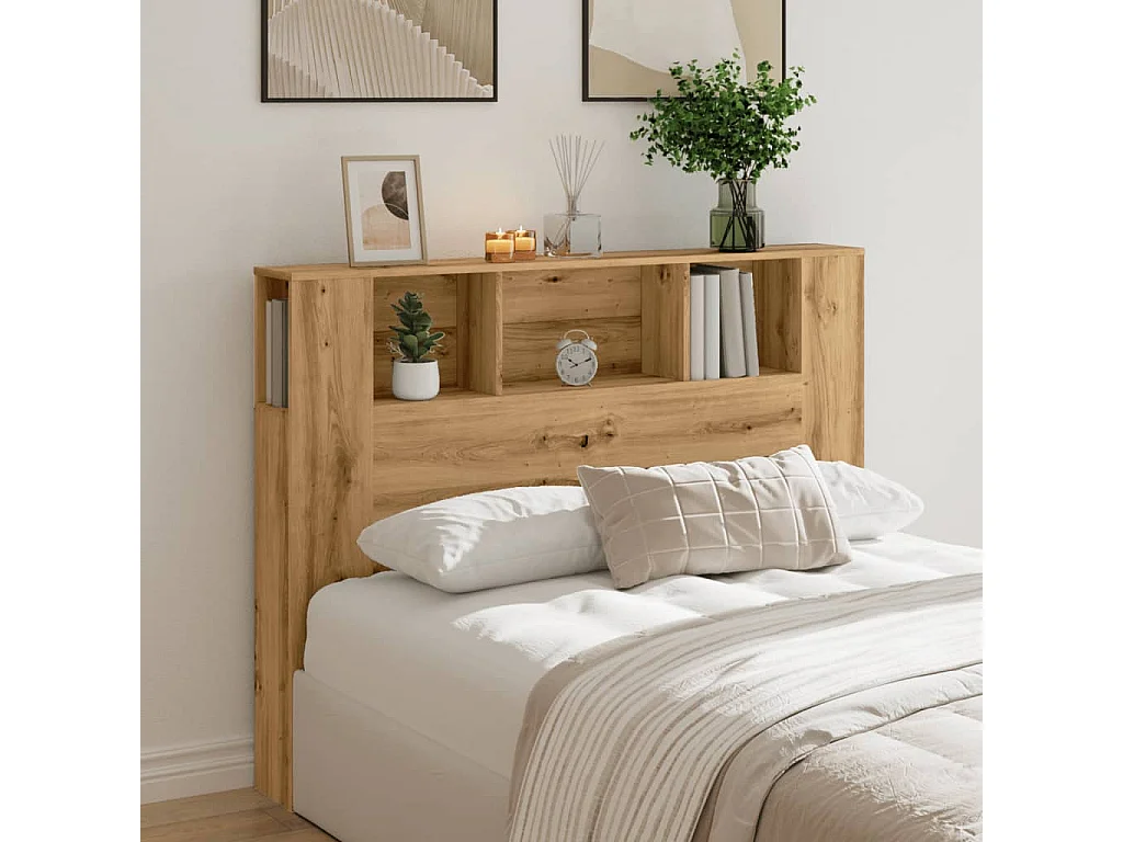 Armoire de tête de lit chêne artisanal 140x18,5x102,5 cm