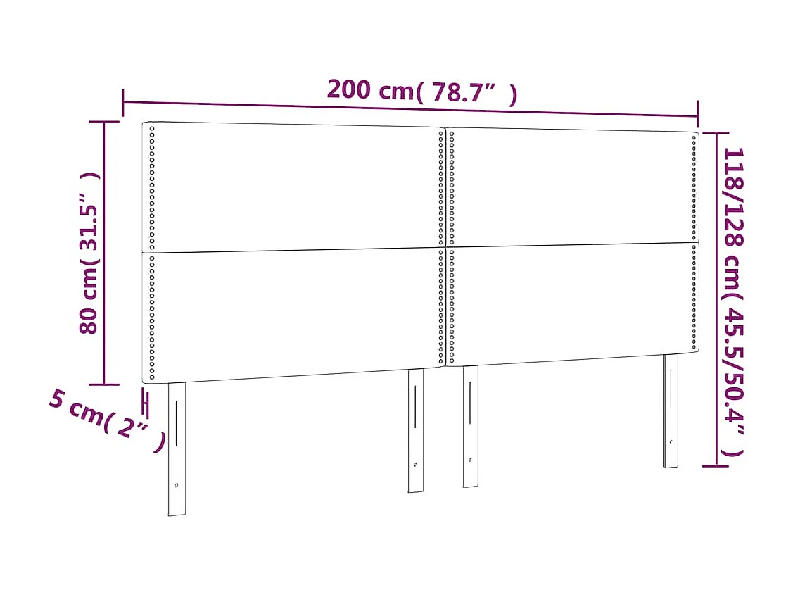 Têtes de lit 4 pcs Gris clair 100x5x78/88 cm Tissu