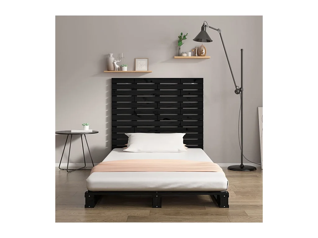 Zwart wandhoofdbord 146x3x91,5 cm Massief grenenhout