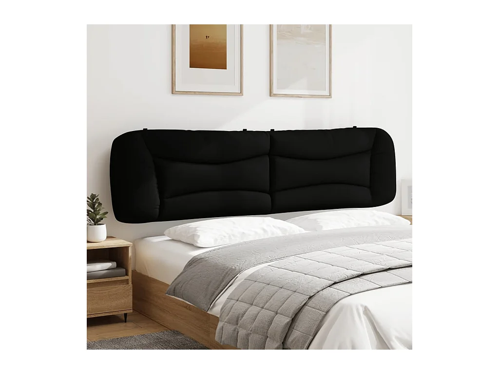 Zwarte hoofdbordkussen 200 cm stof