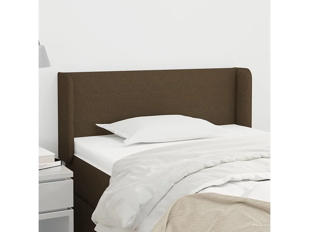 Tête de lit avec oreilles Marron Foncé 83x16x78/88 cm Tissu