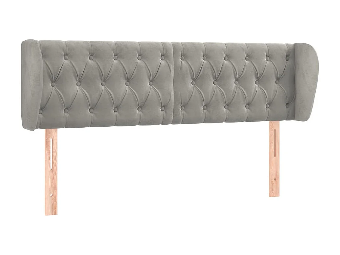 Tête de lit avec oreilles Gris clair 163x23x78/88 cm Velours