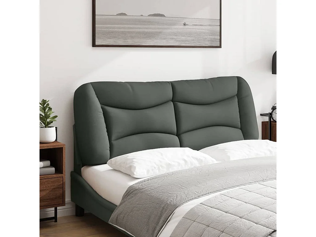 Coussin de tête de lit gris foncé 120 cm tissu